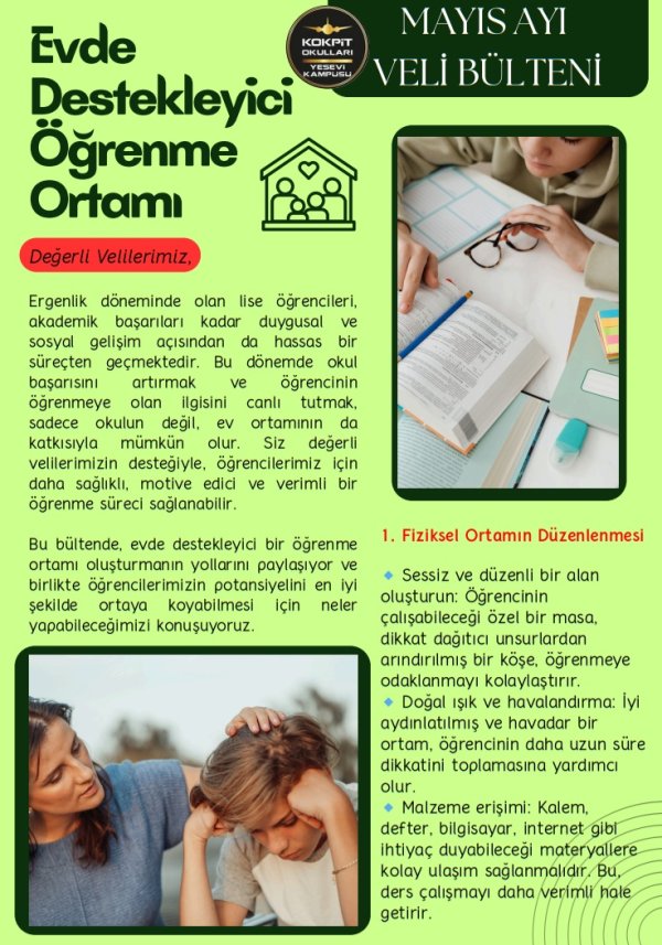 Mayıs Ayı Veli Bülteni (Evde Destekleyici Öğrenme Ortamı)